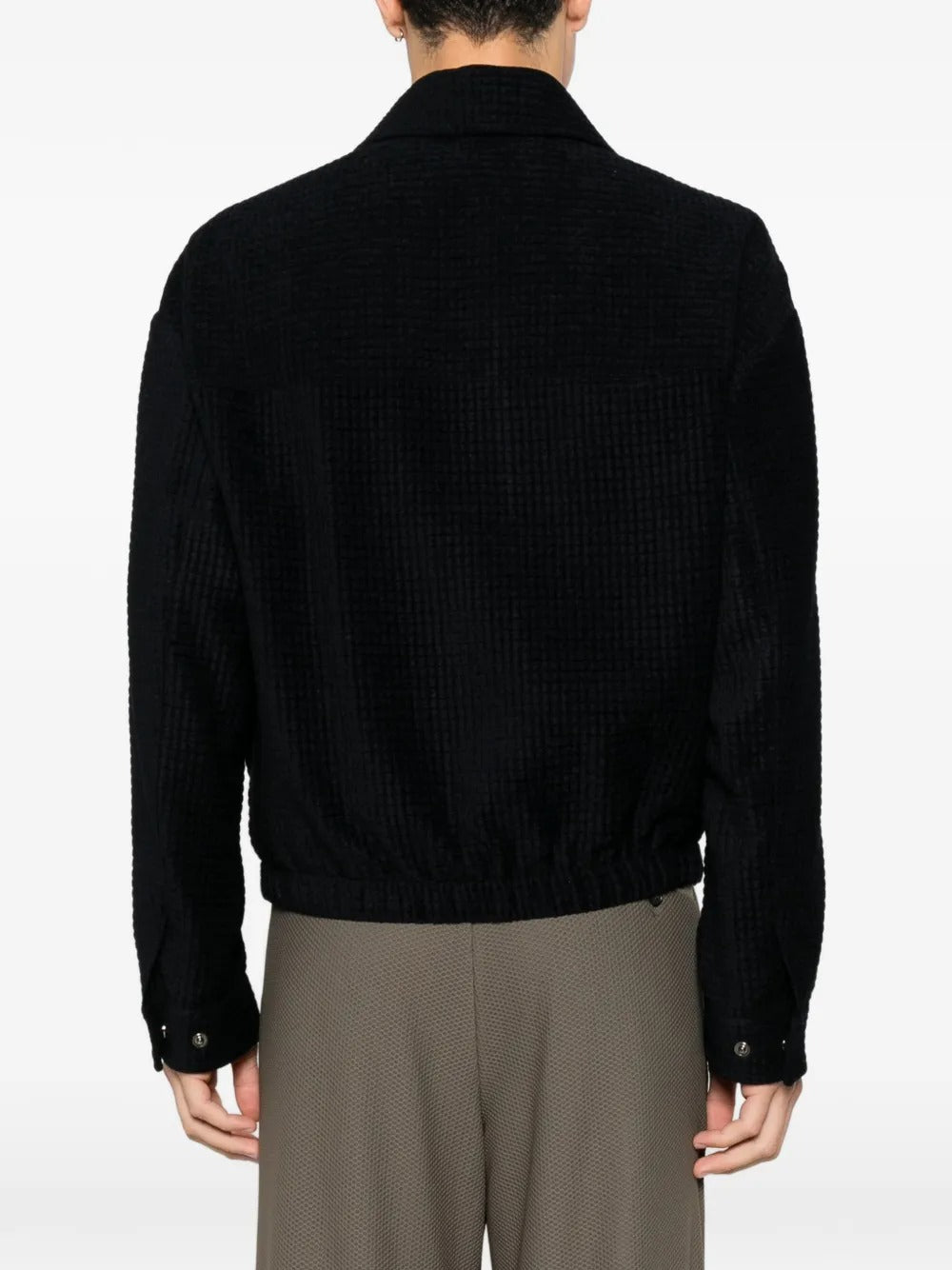 Waffle-knit chest-pocket jacket-GIORGIO ARMANI-Verso