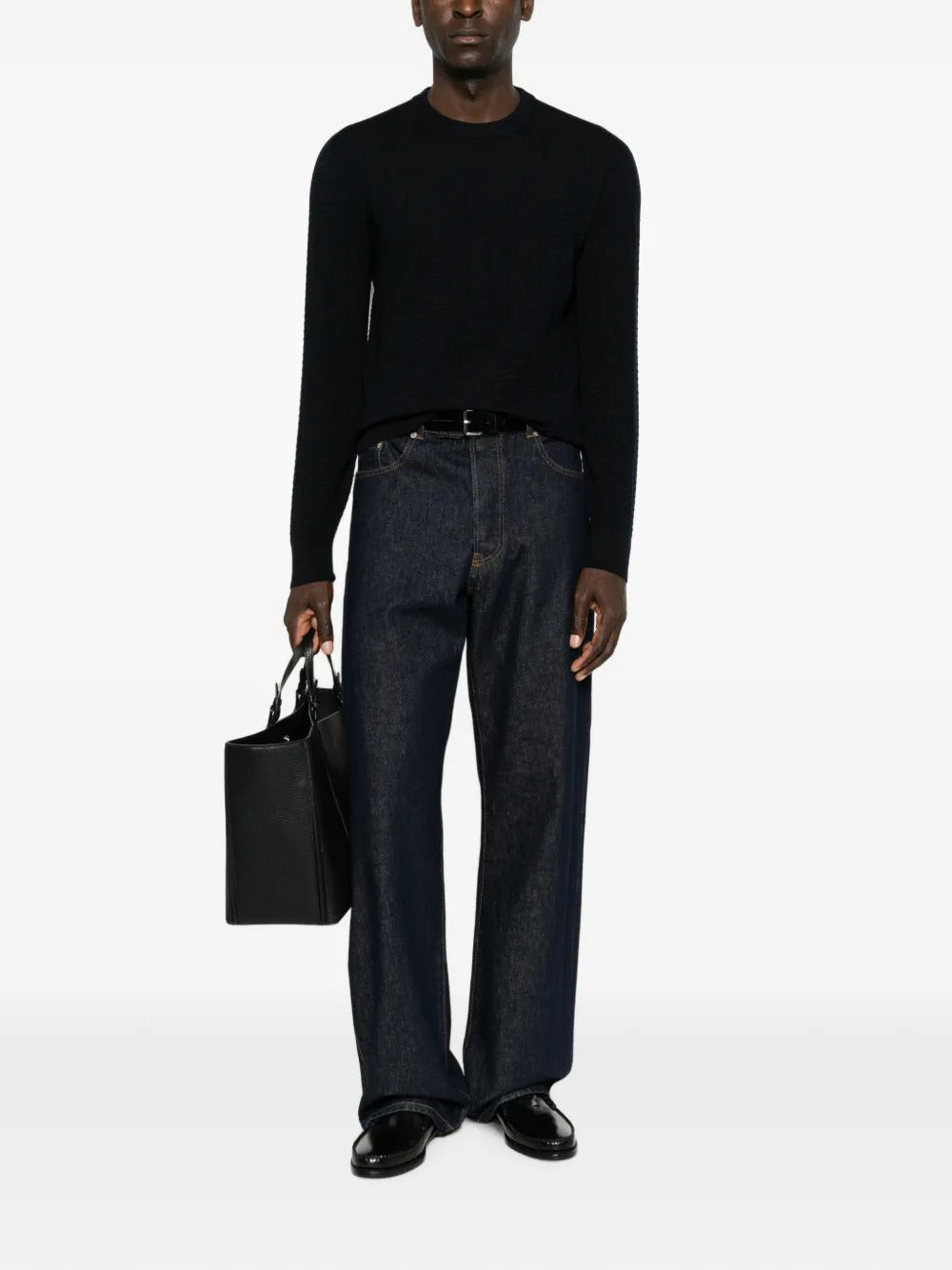 Waffle-knit sweater-GIORGIO ARMANI-Verso
