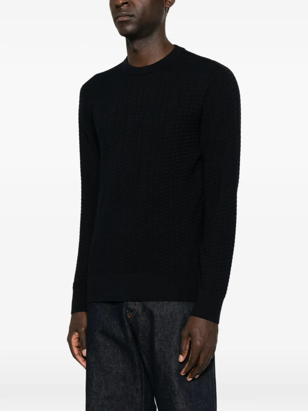 Waffle-knit sweater-GIORGIO ARMANI-Verso