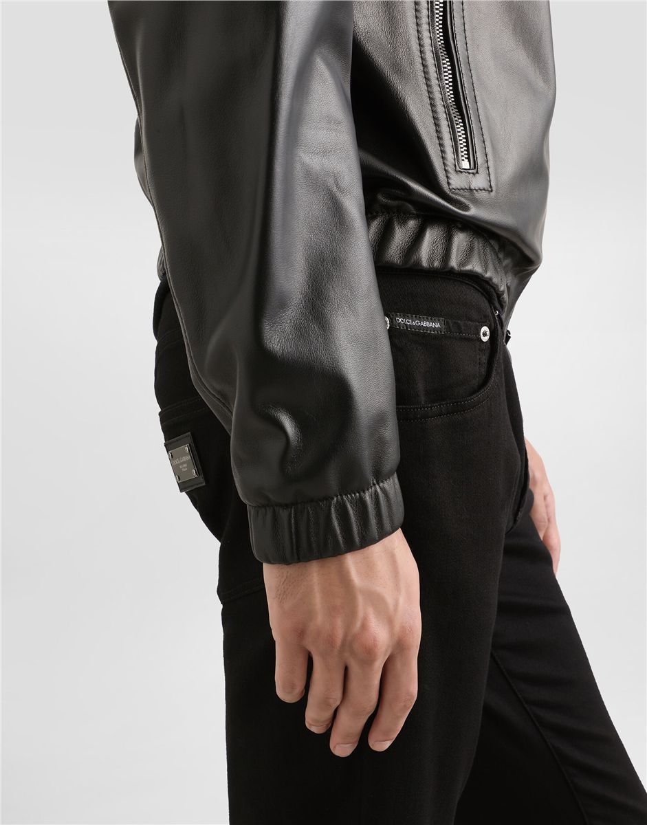 Washed black slim-fit stretch jeans-DOLCE&GABBANA-Verso