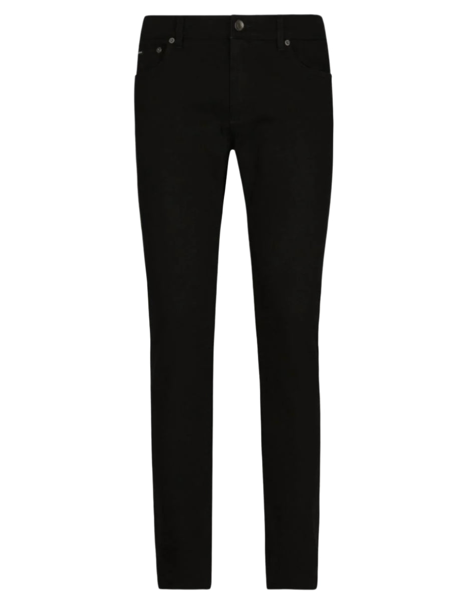 WASHED BLACK SLIM-FIT STRETCH JEANS - DOLCE & GABBANA - Verso