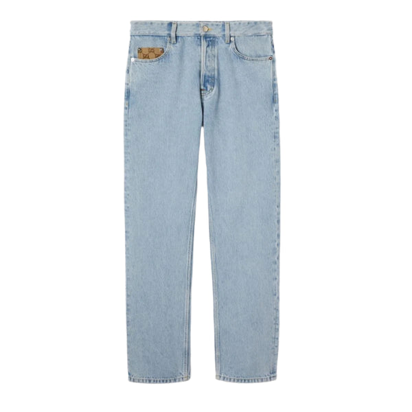 WASHED DENIM PANT WITH GG INSERT