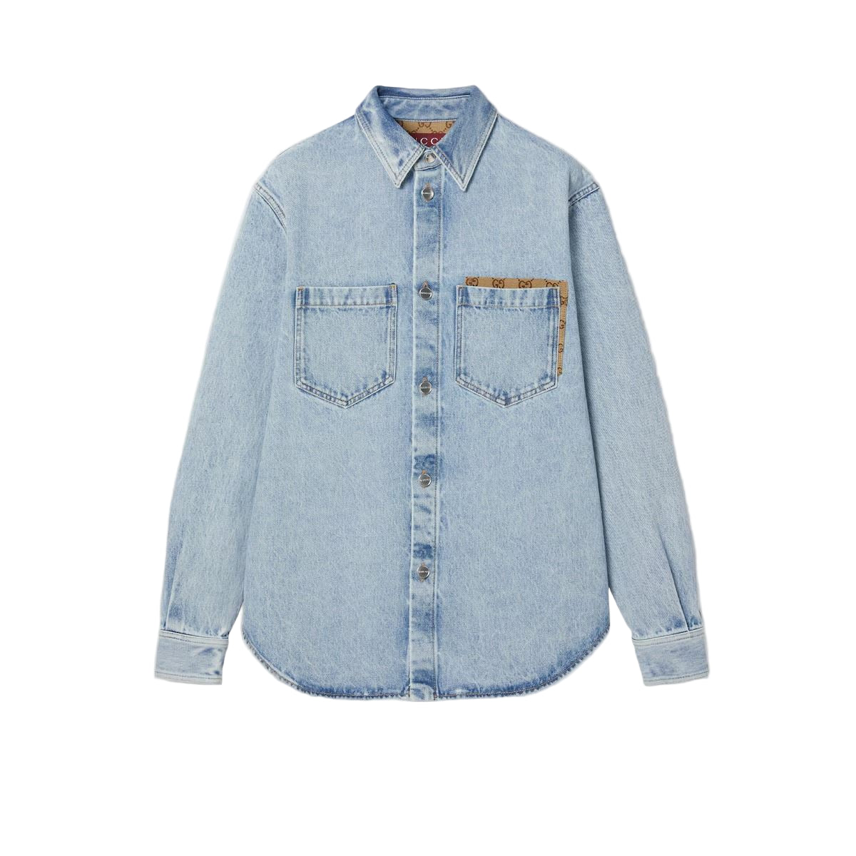 Washed denim shirt with gg insert-GUCCI-Verso