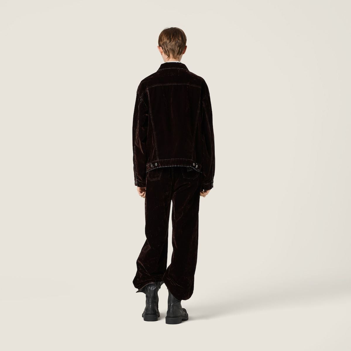 washed flocked chambray pants-MIU MIU-Verso