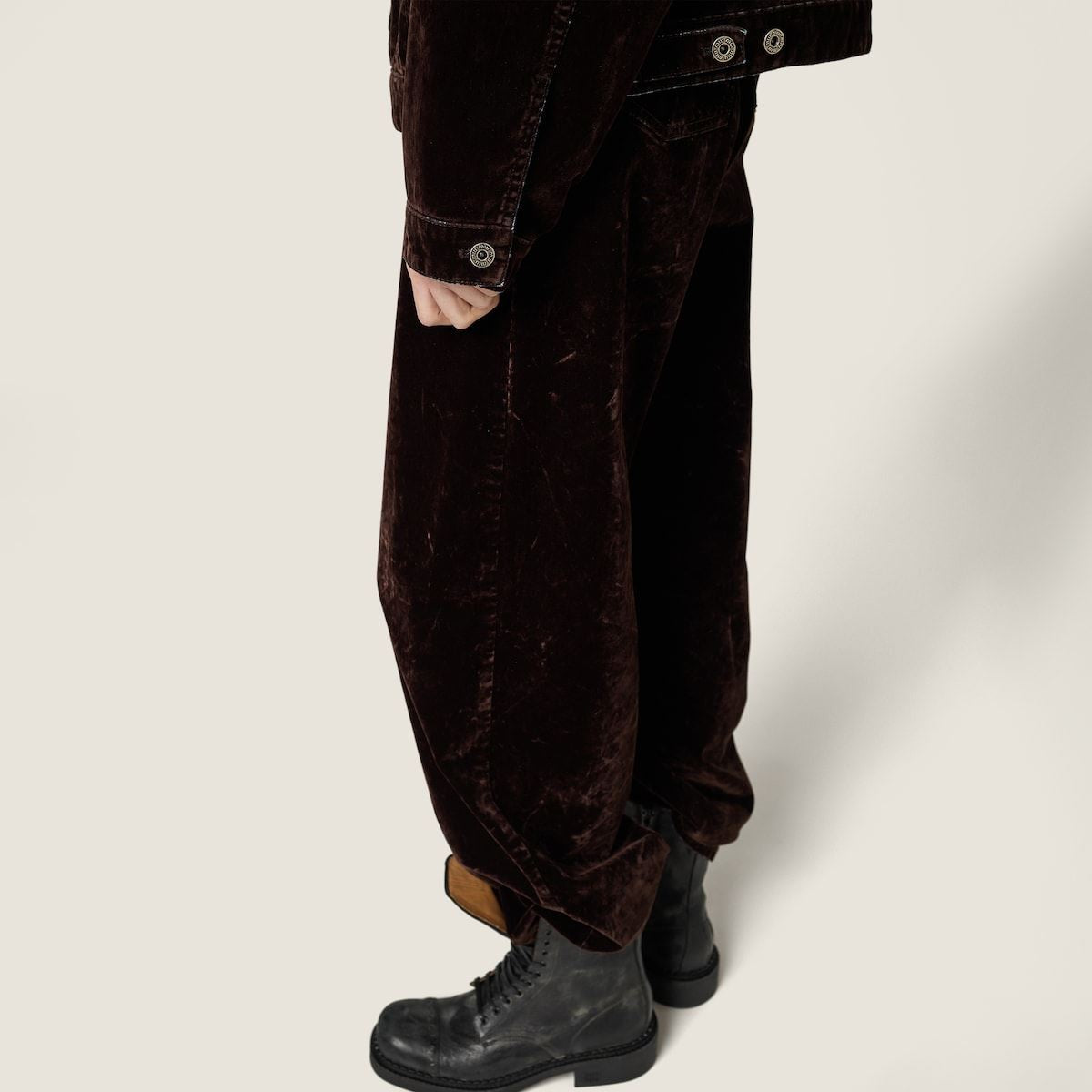 washed flocked chambray pants-MIU MIU-Verso