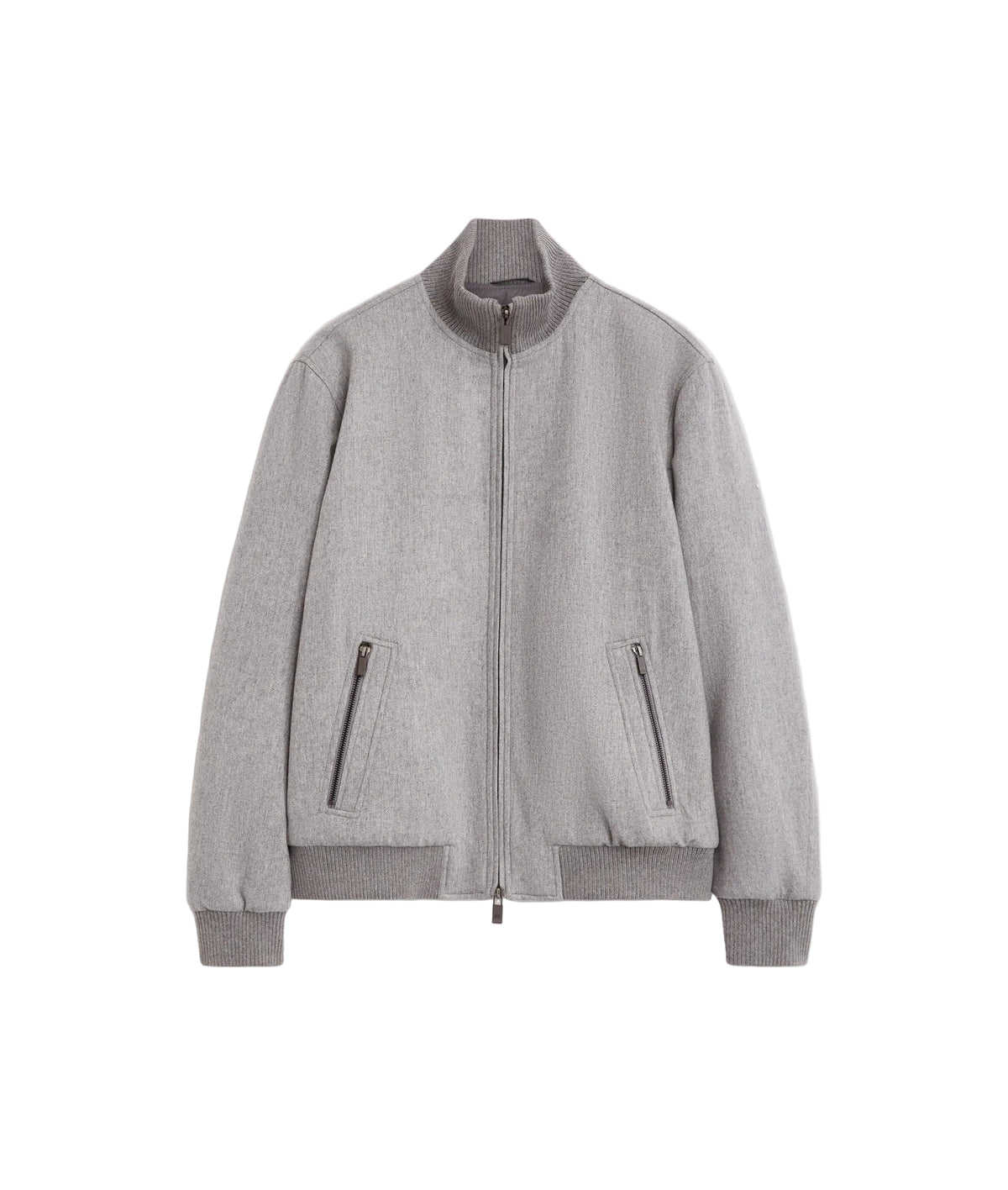Water repellent wool and polyester light grey bomber blouson-PAL ZILERI-313321-46-Verso