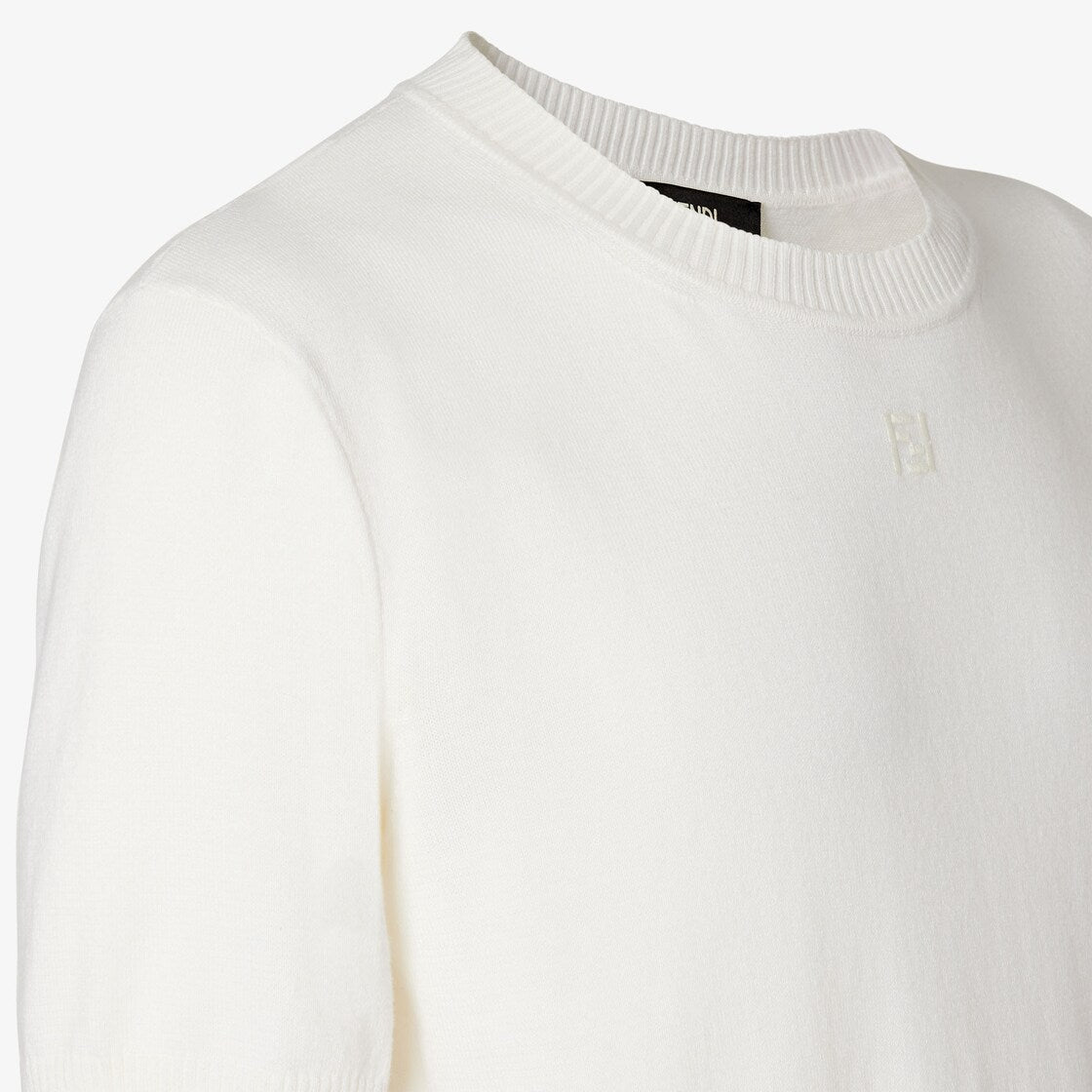 White cotton and cashmere jumper-FENDI-Verso