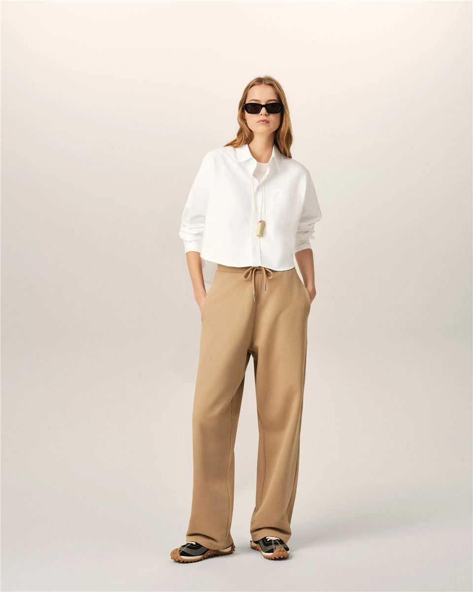 White cotton cropped shirt with embossed ami de coeur-AMI-Verso