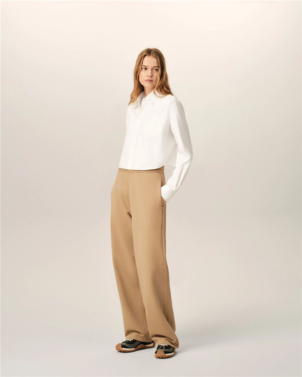 White cotton cropped shirt with embossed ami de coeur-AMI-Verso