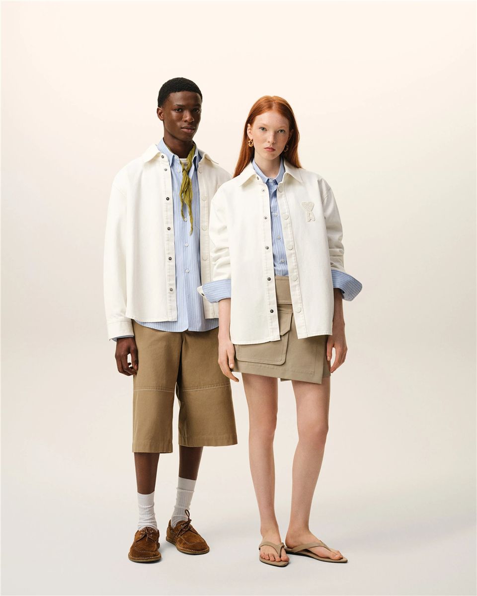 White cotton knitted ami de coeur overshirt-AMI-Verso