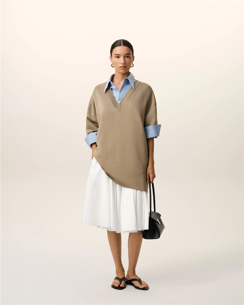 White cotton midi corolla skirt-AMI-Verso