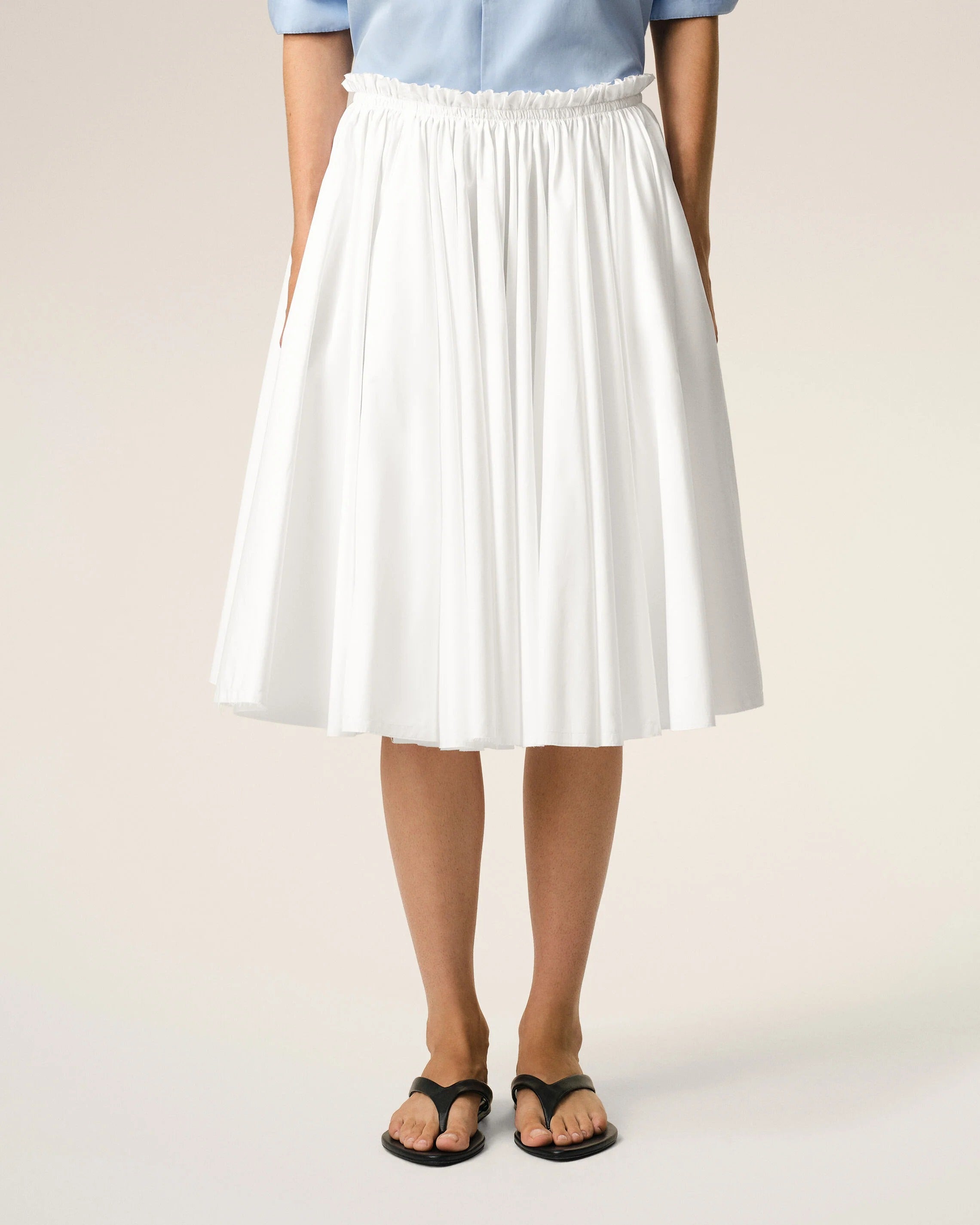 White Cotton Midi Corolla Skirt-AMI-Verso