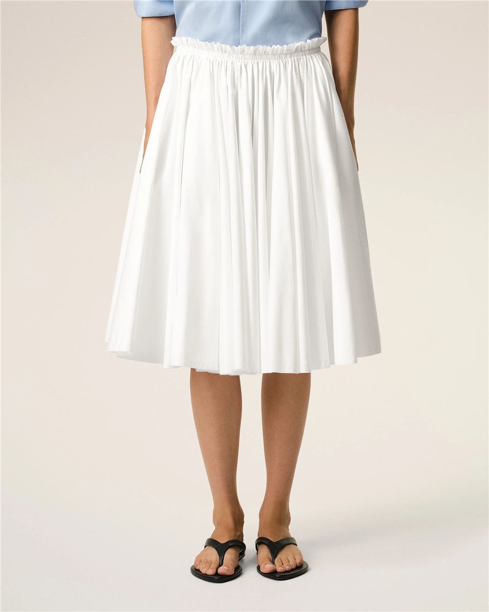 White cotton midi corolla skirt-AMI-Verso