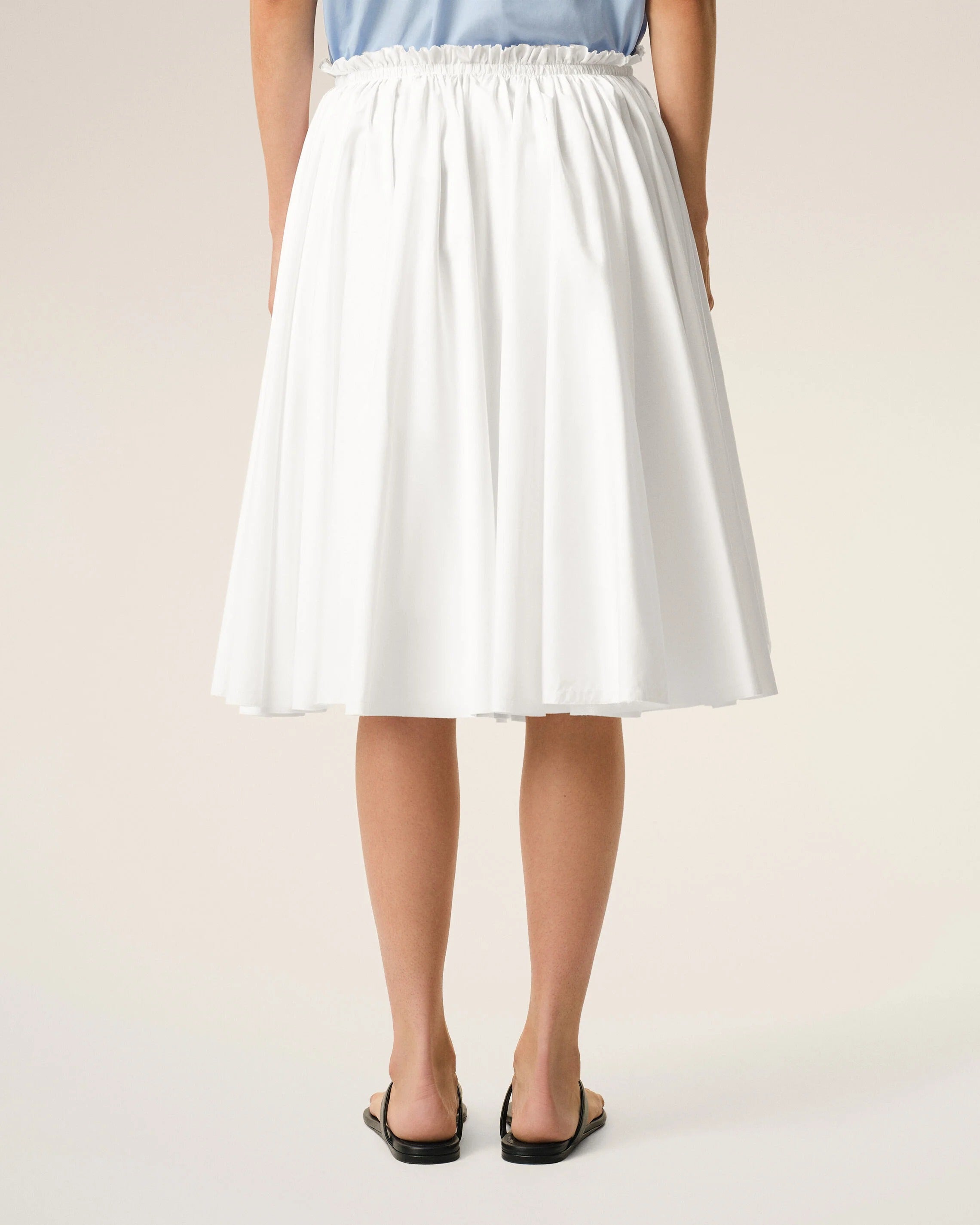 White Cotton Midi Corolla Skirt-AMI-Verso