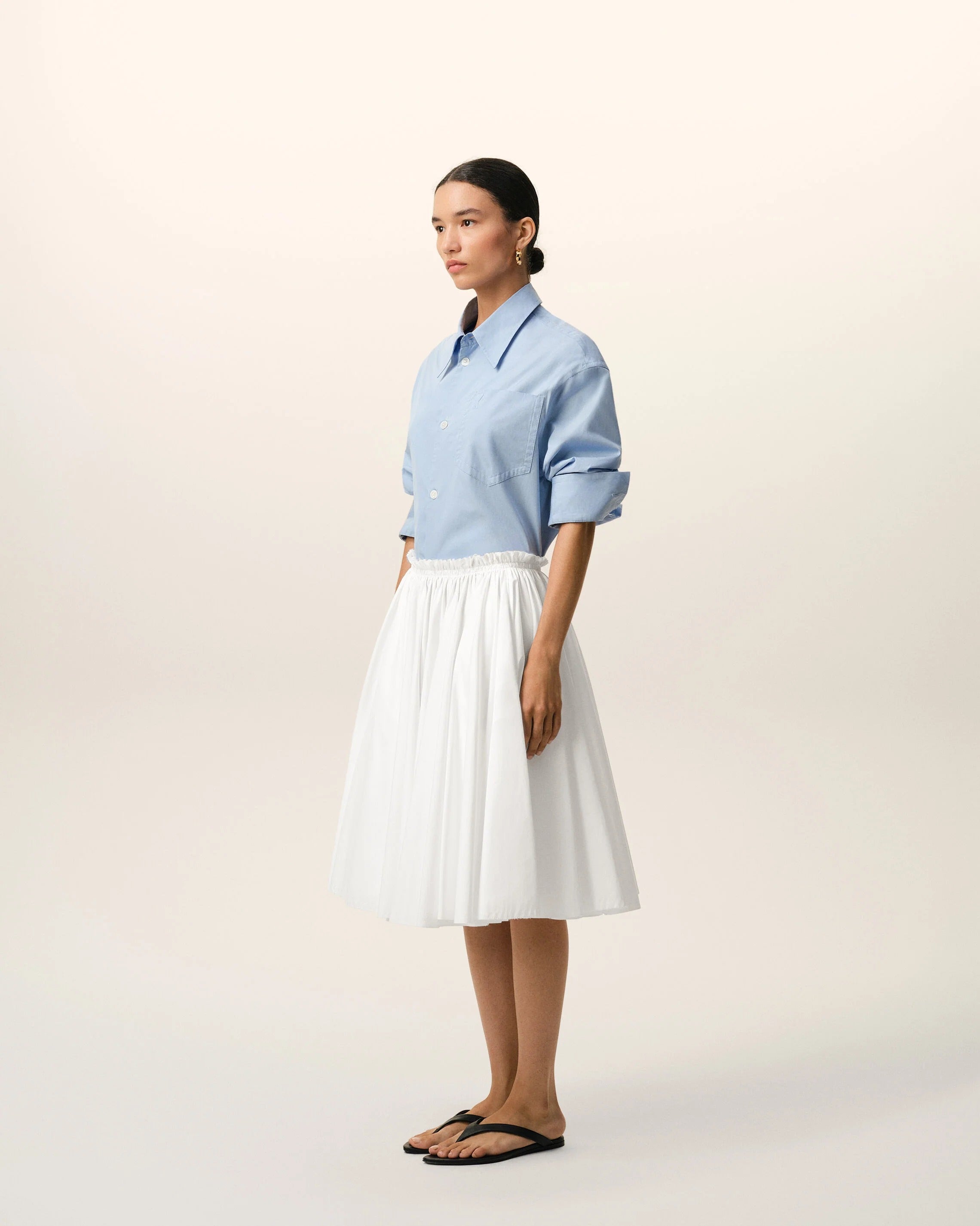 White Cotton Midi Corolla Skirt-AMI-Verso