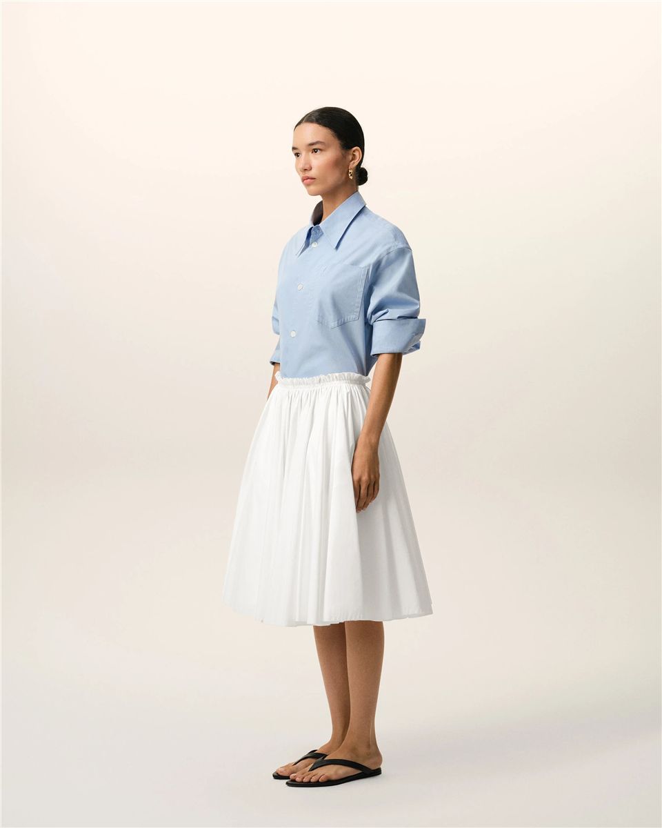 White cotton midi corolla skirt-AMI-Verso