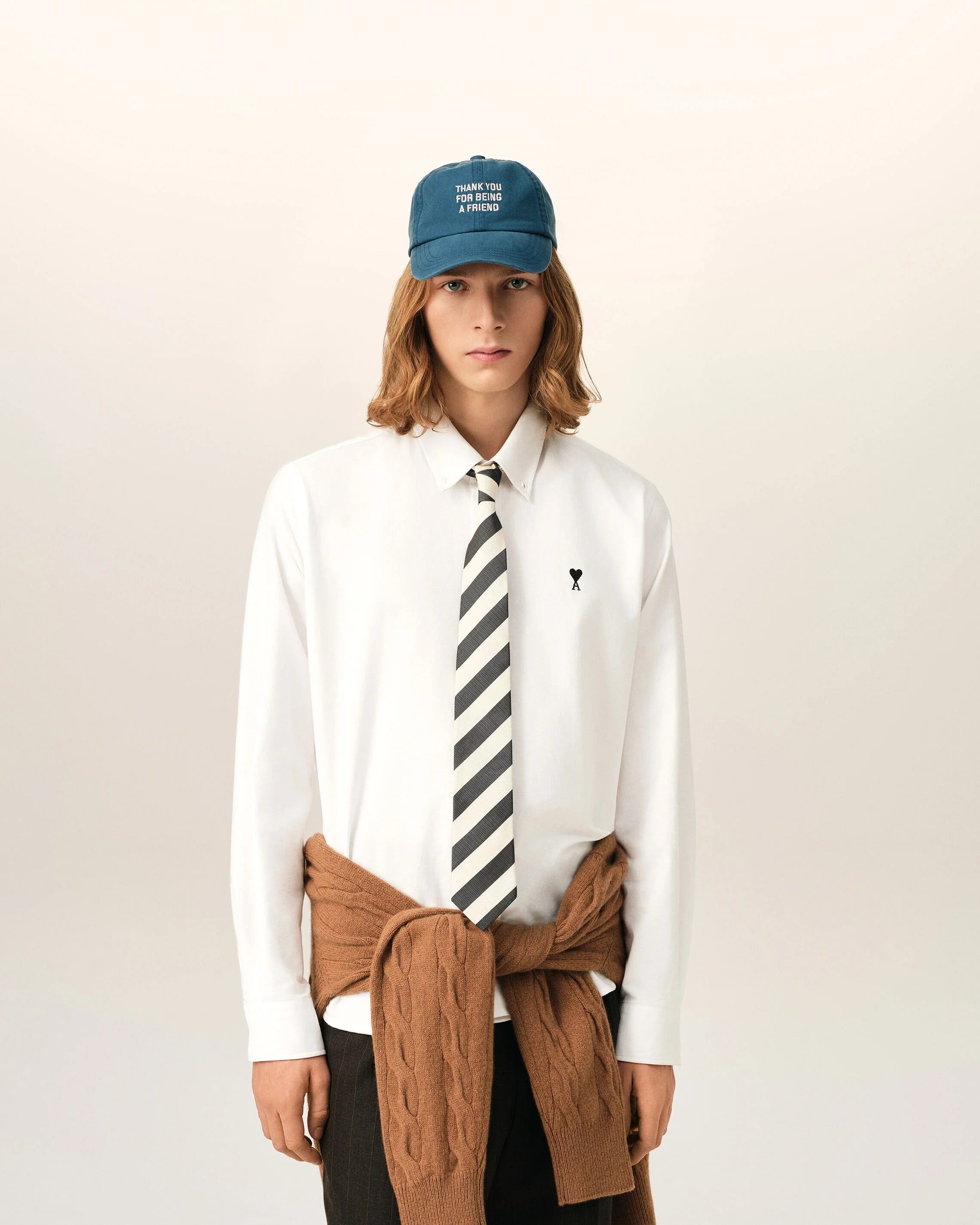 White cotton shirt with ami de coeur-AMI-Verso