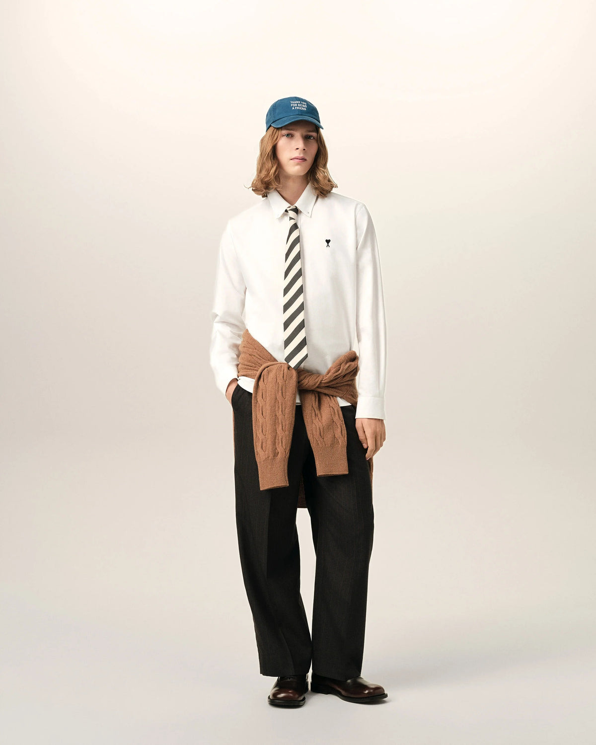 White cotton shirt with ami de coeur-AMI-Verso