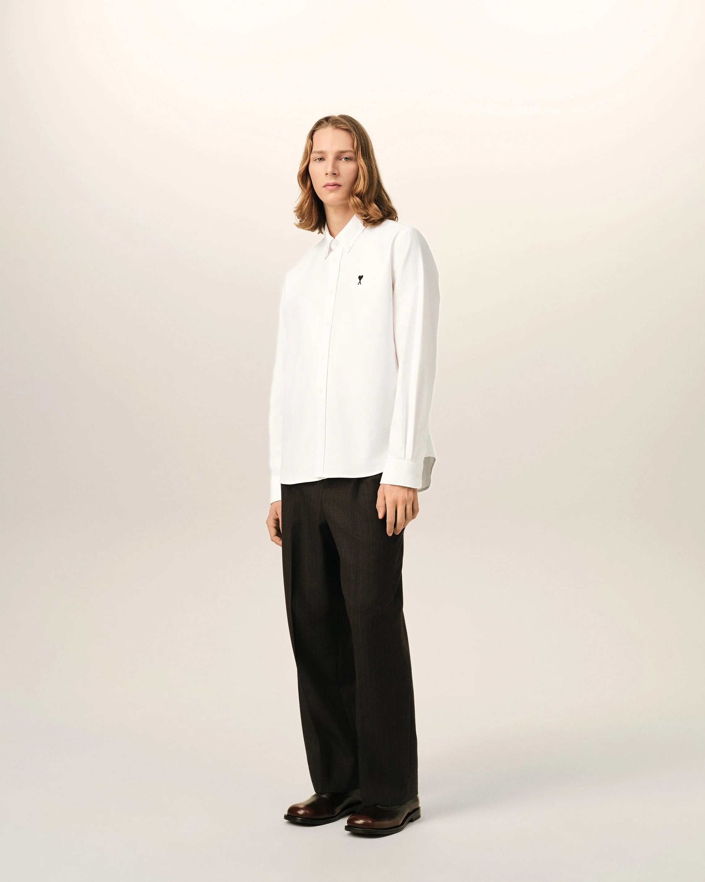 White cotton shirt with ami de coeur-AMI-Verso