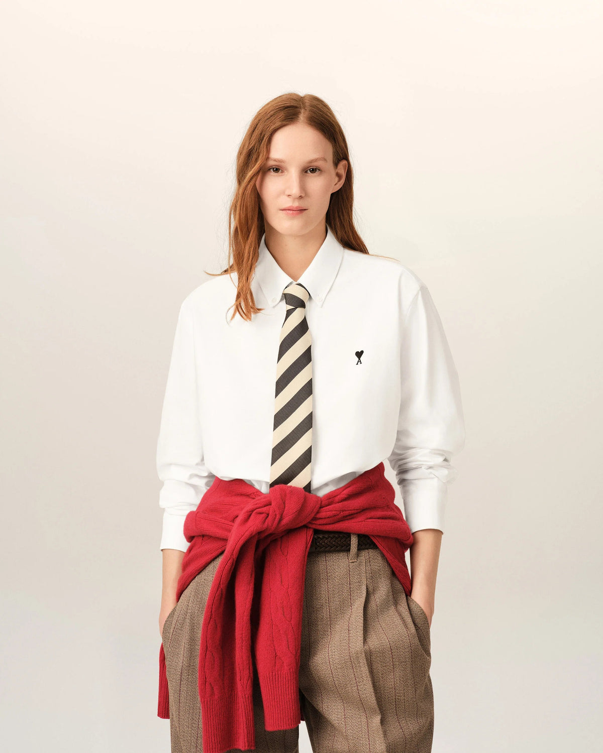 White cotton shirt with ami de coeur-AMI-Verso