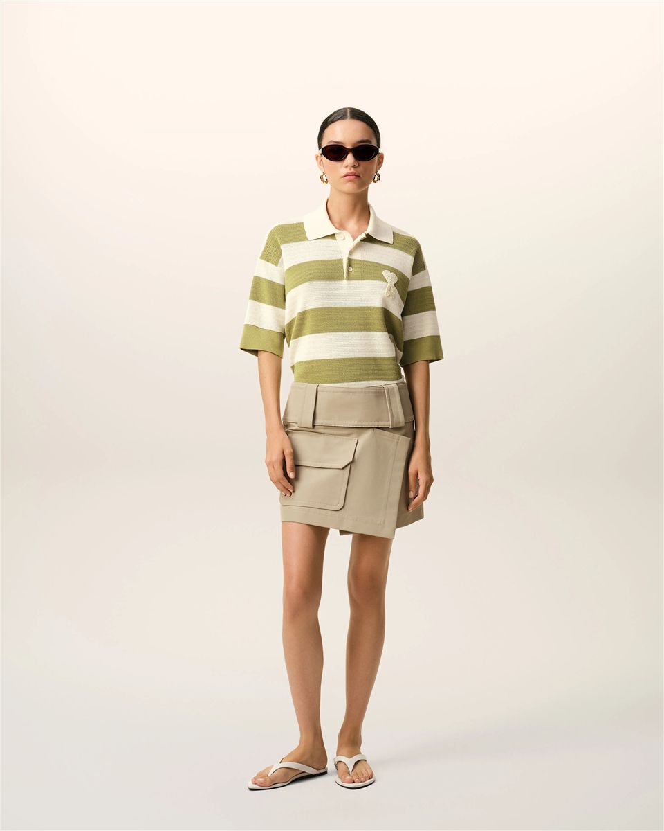 White cotton short sleeves ami de coeur polo-AMI-Verso