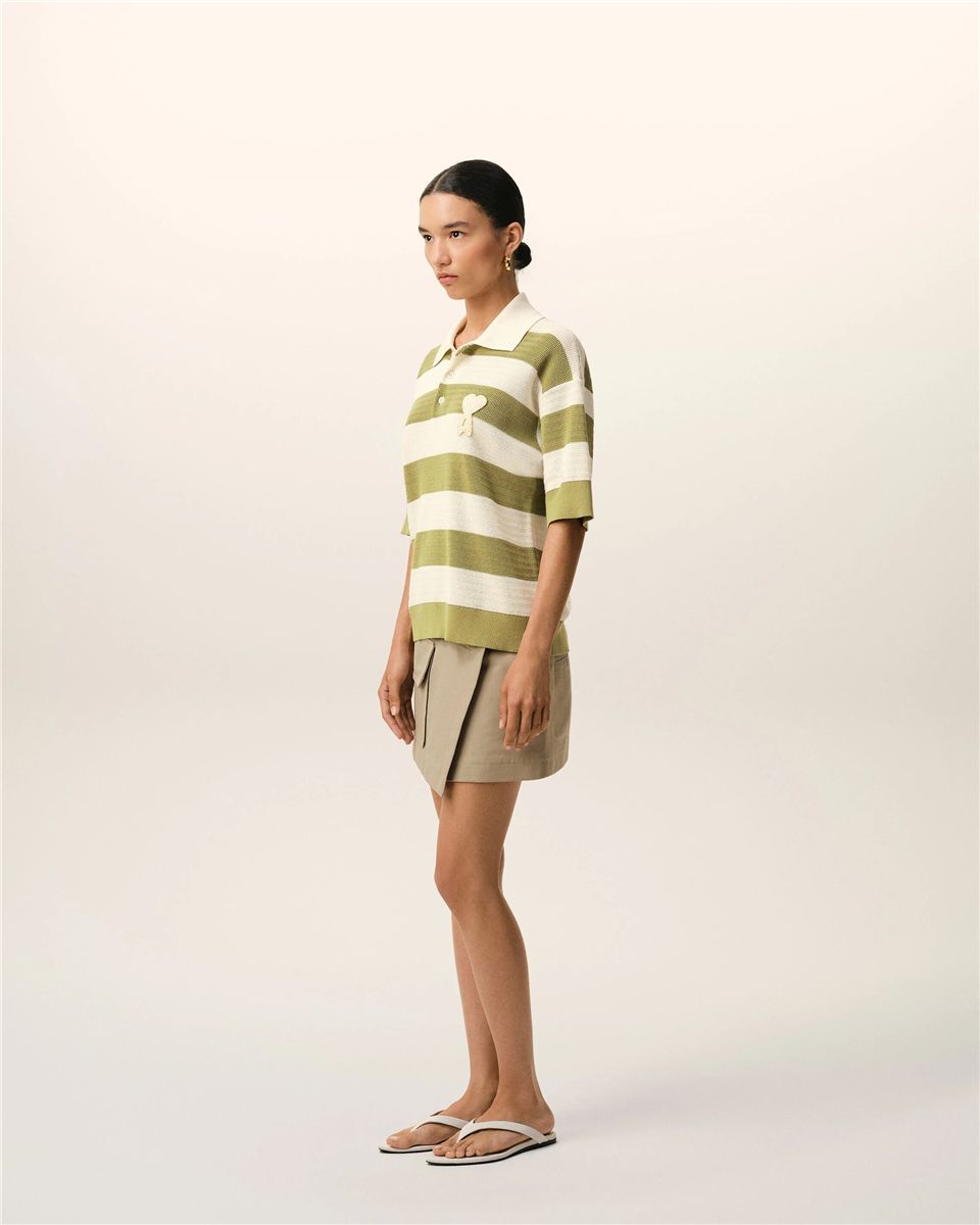 White cotton short sleeves ami de coeur polo-AMI-Verso