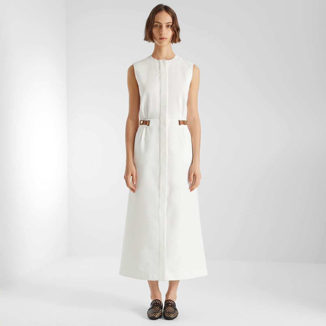 White linen dress-FENDI-Verso