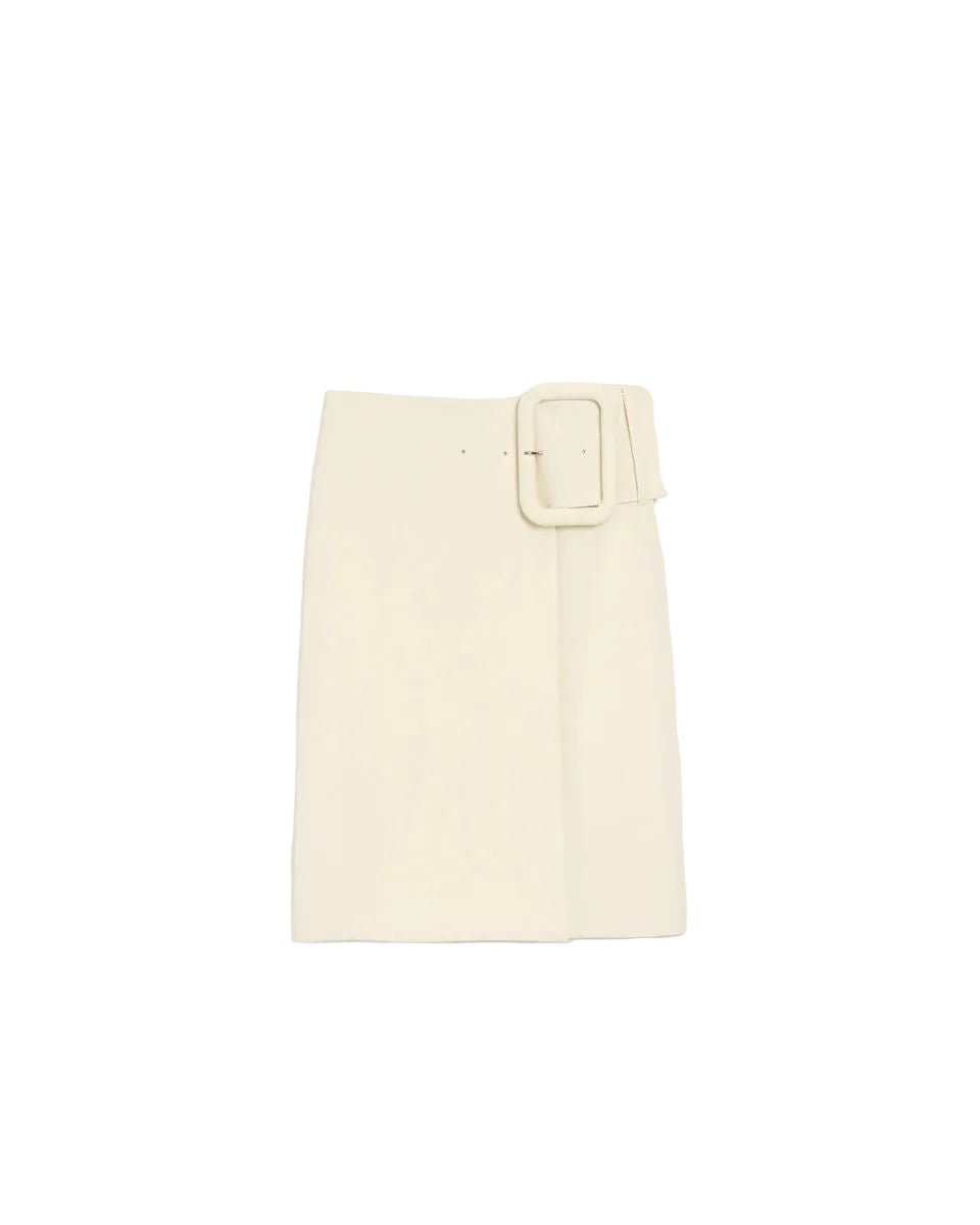 White new wool big buckle belted midi skirt-AMI-306656-36-Verso
