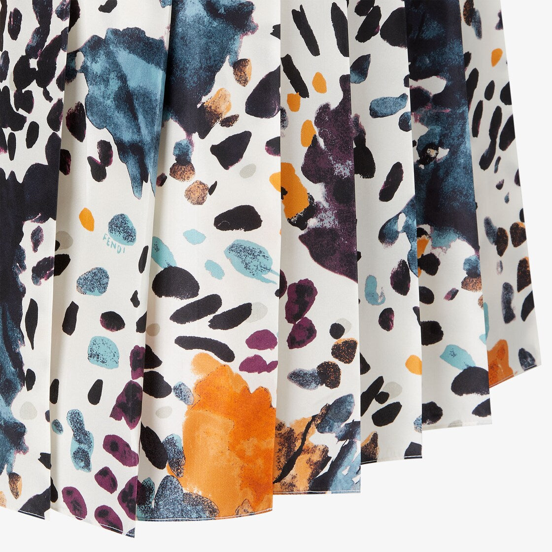 White Printed Silk Skirt-FENDI-Verso