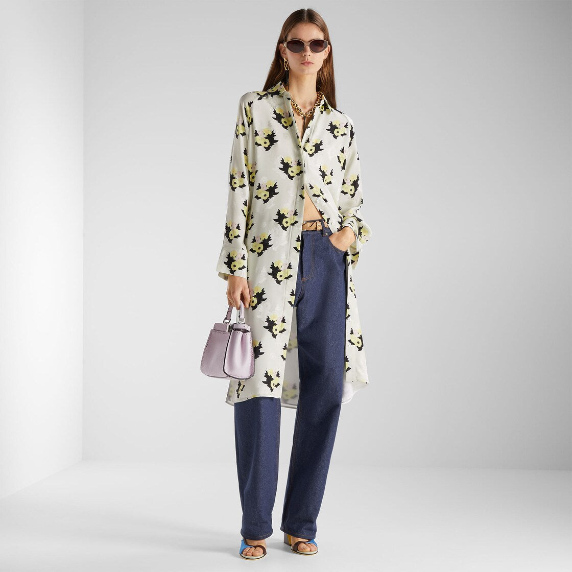 White silk jacquard dress-FENDI-Verso