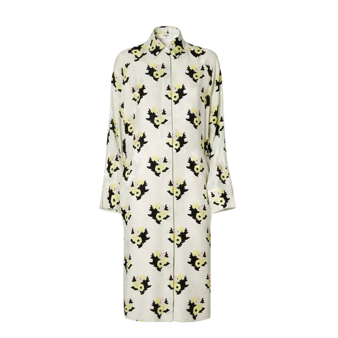 White silk jacquard dress-FENDI-308175-42-Verso