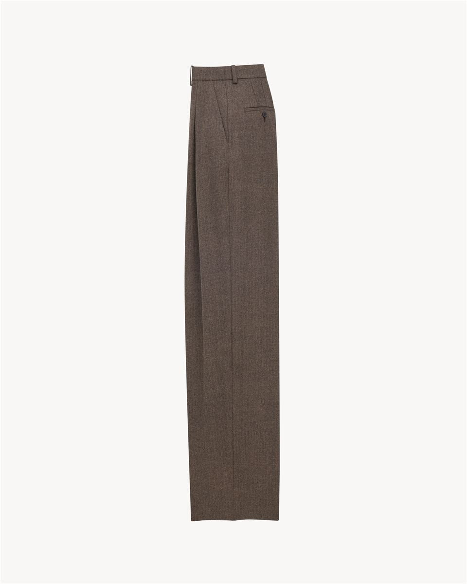 WIDE-LEG PANTS IN HERRINGBONE WOOL-SAINT LAURENT-Verso