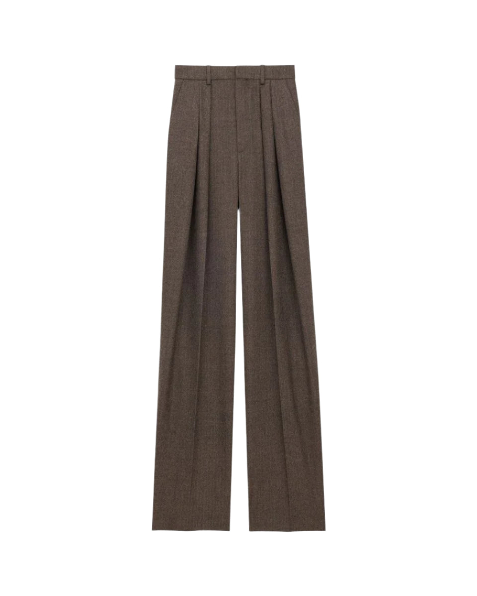WIDE-LEG PANTS IN HERRINGBONE WOOL-SAINT LAURENT-Verso