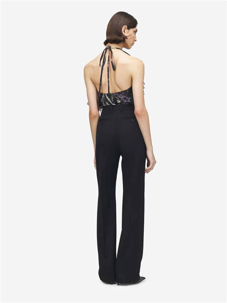 Women's high-waisted tailored trousers in black-MCQUEEN-Verso