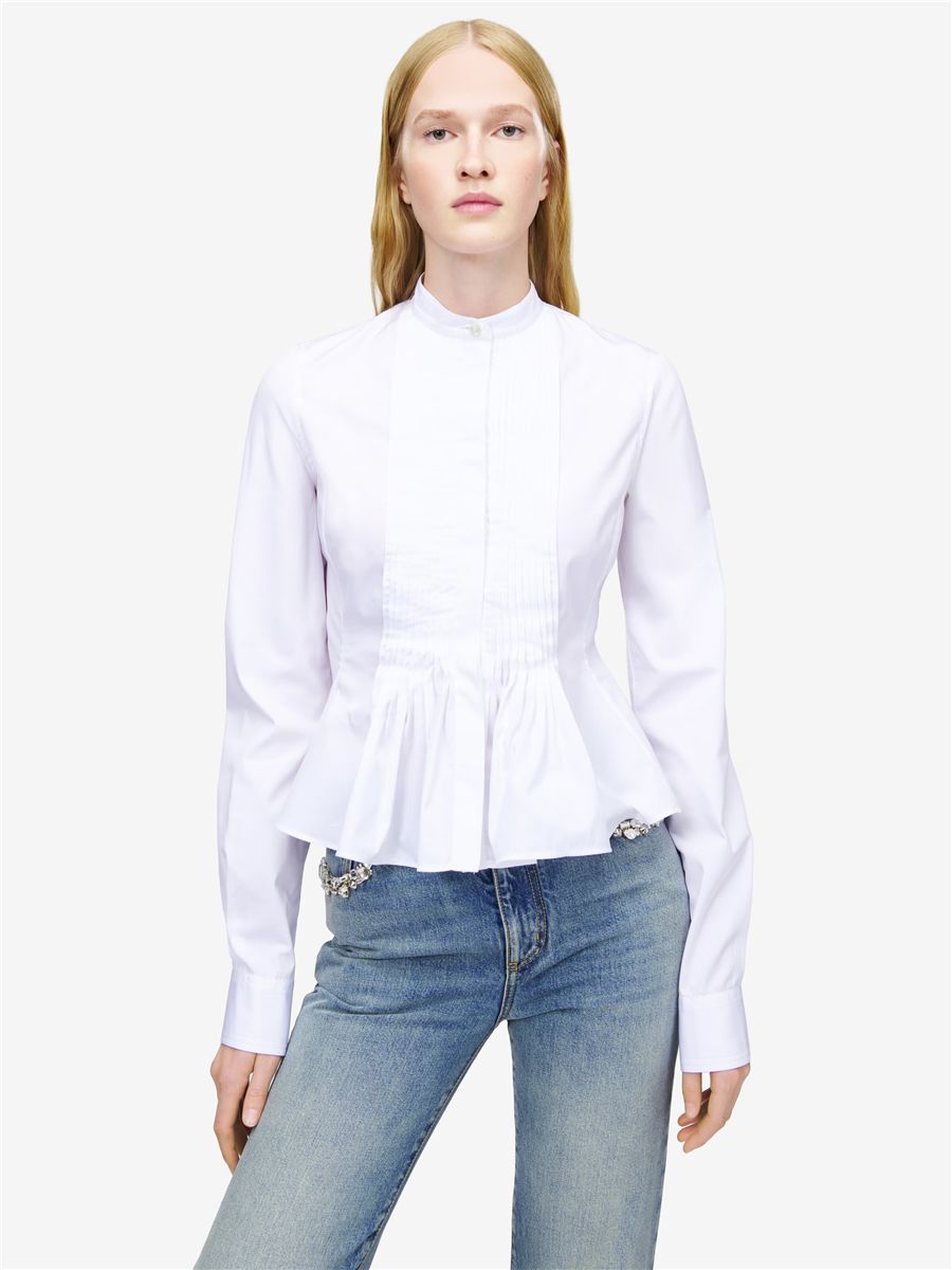 Women's peplum shirt in optical white-MCQUEEN-Verso
