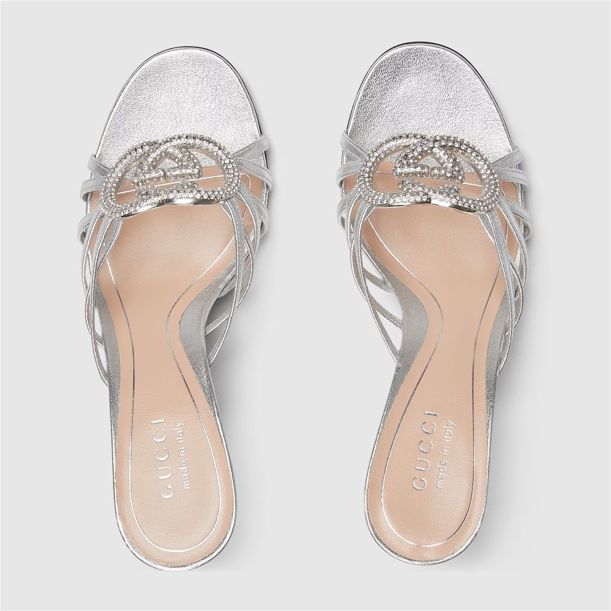 Women's Slide Sandal with Crystal Interlocking G-GUCCI-Verso