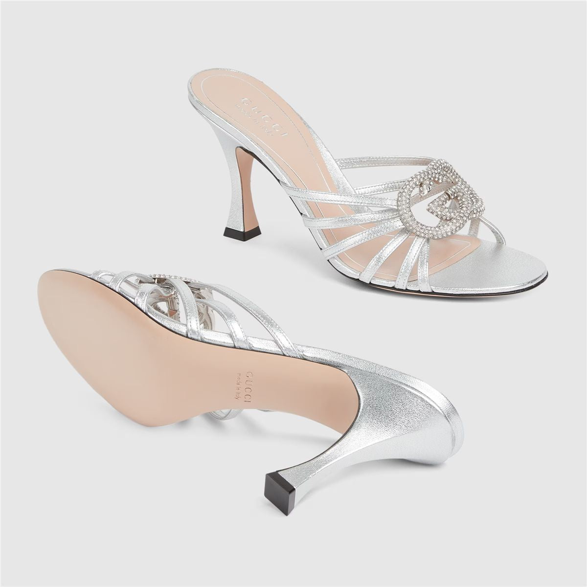 Women's Slide Sandal with Crystal Interlocking G-GUCCI-Verso