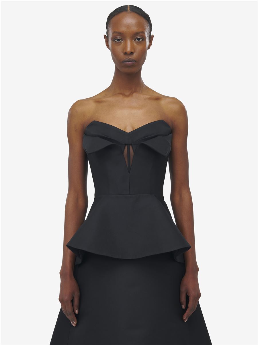WOMEN'S STRAPLESS CORSET TOP IN BLACK-A. MCQUEEN-Verso