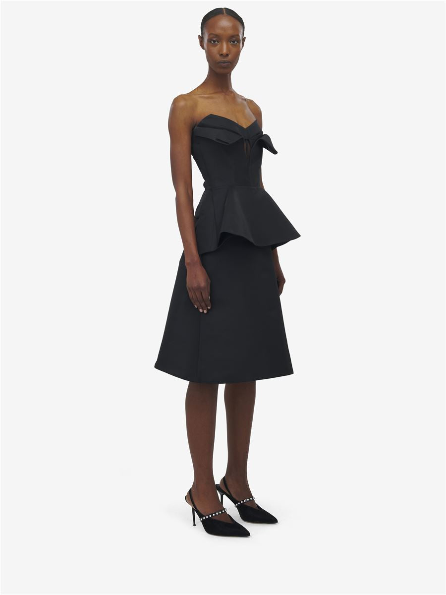 WOMEN'S STRAPLESS CORSET TOP IN BLACK-A. MCQUEEN-Verso