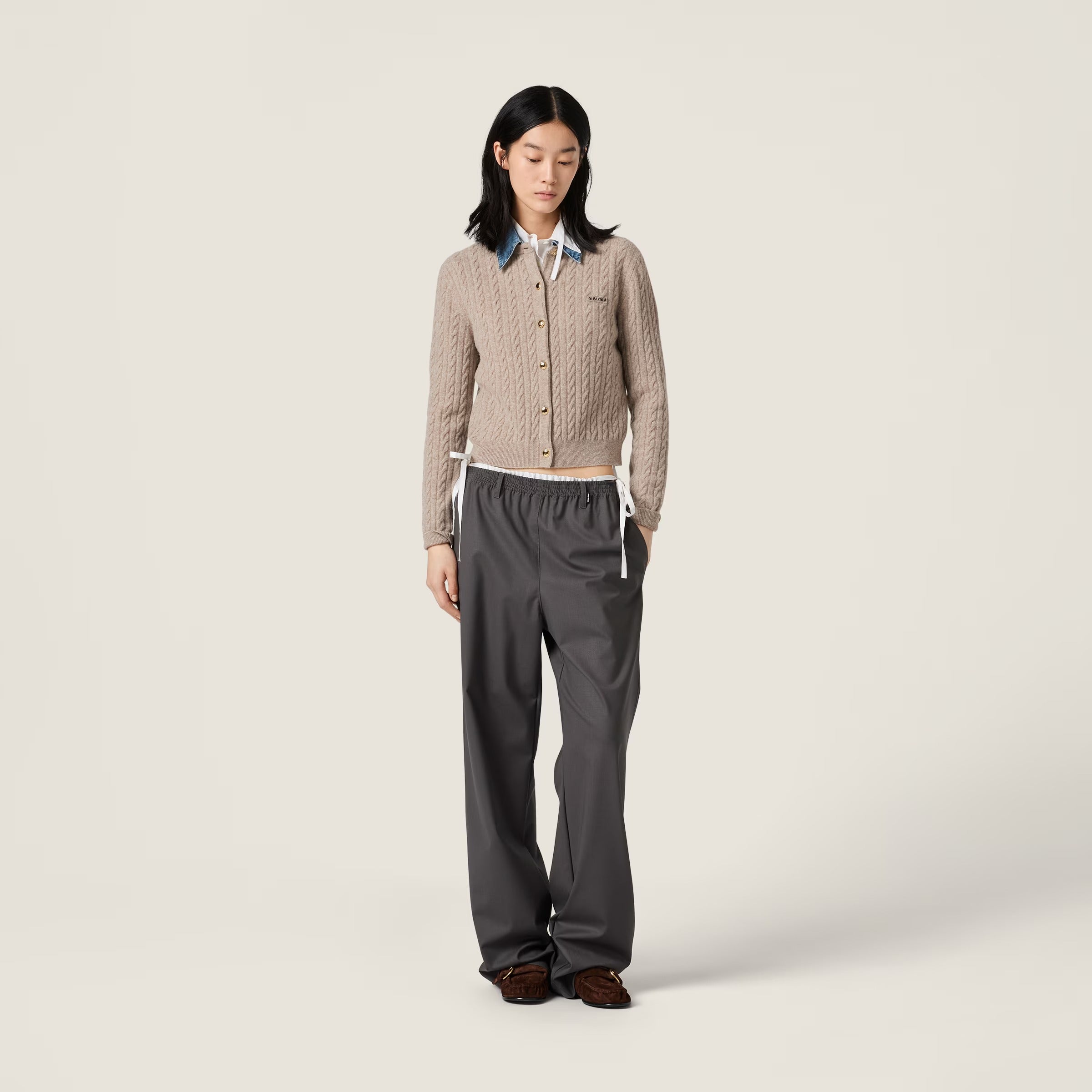 Wool and cashmere cardigan-MIU MIU-Verso