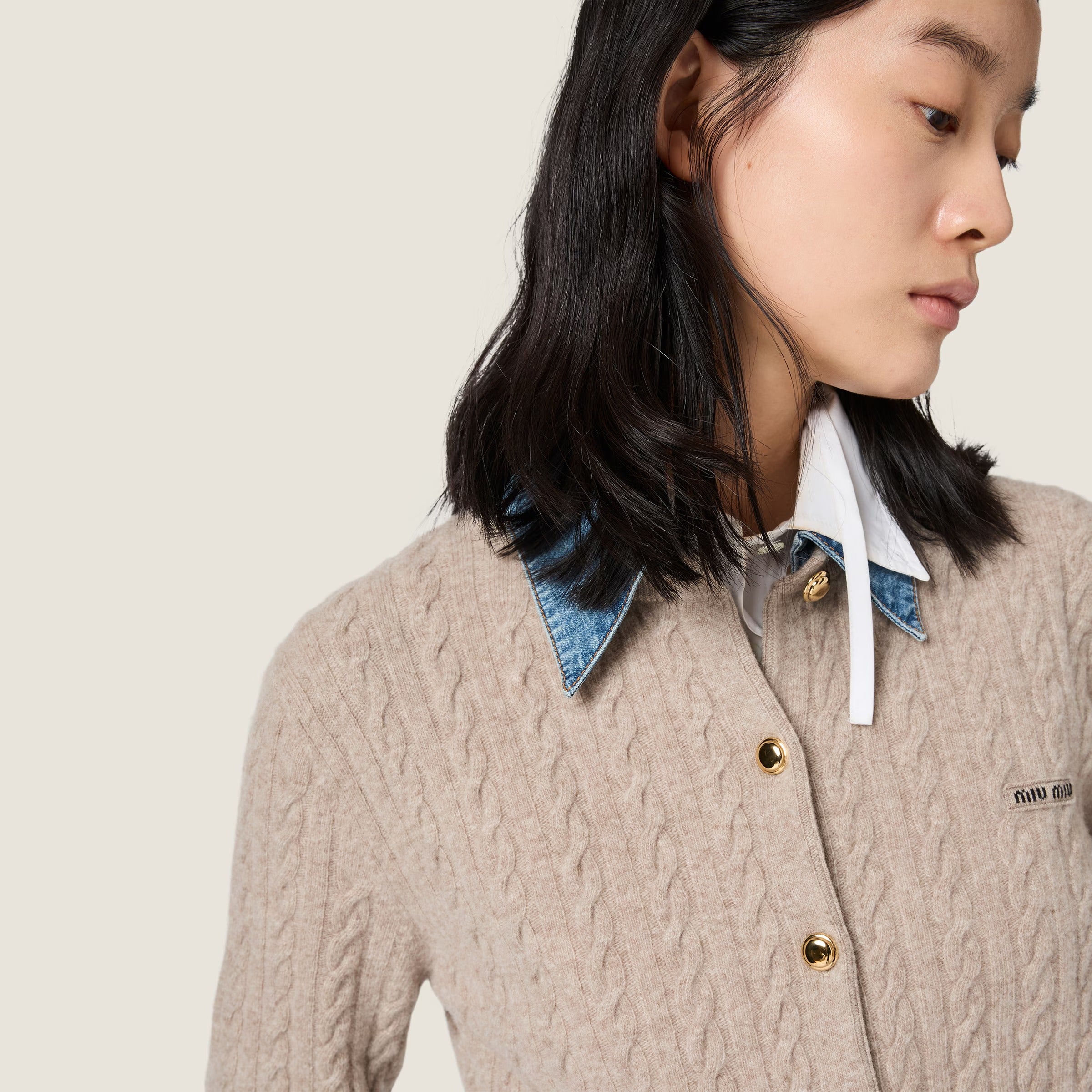 Wool and cashmere cardigan-MIU MIU-Verso
