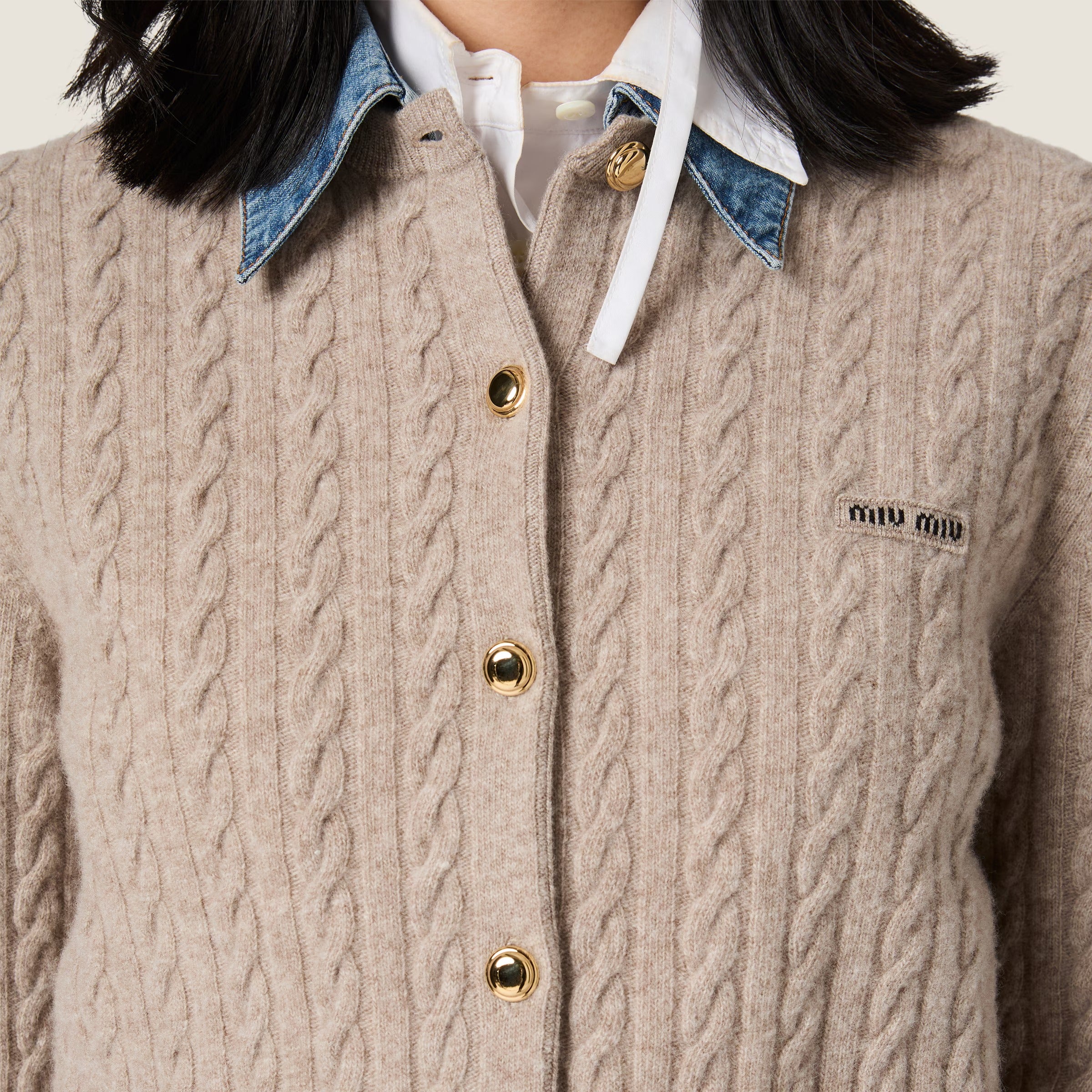Wool and cashmere cardigan-MIU MIU-Verso