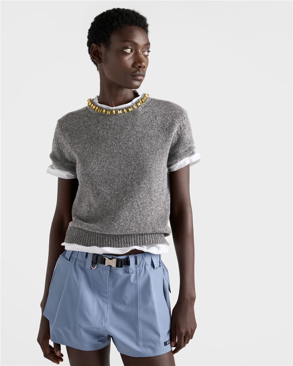 Wool and cashmere crew-neck sweater-PRADA-Verso