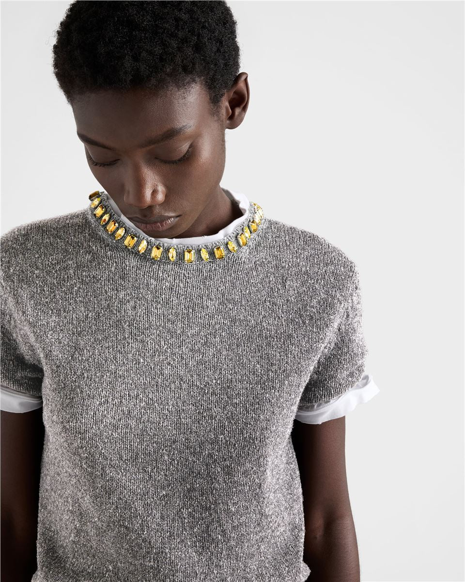 Wool and cashmere crew-neck sweater-PRADA-Verso