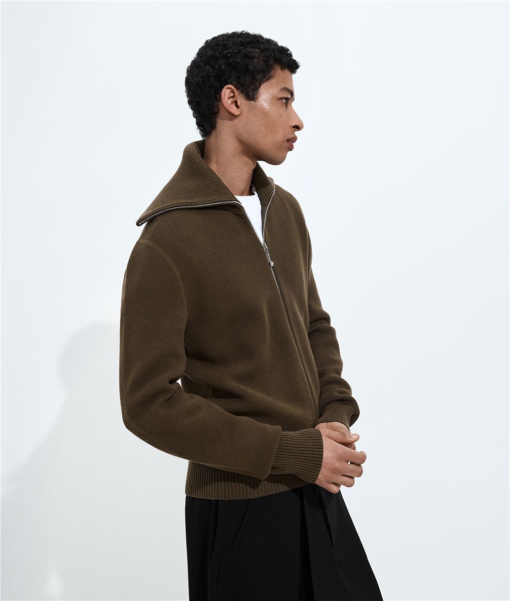 Wool and cotton zip-up cardigan-BOTTEGA VENETA-Verso