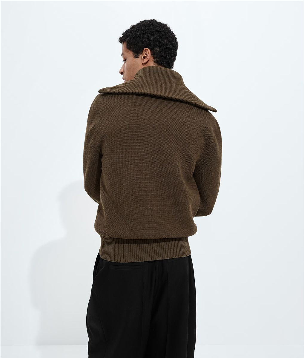 Wool and cotton zip-up cardigan-BOTTEGA VENETA-Verso