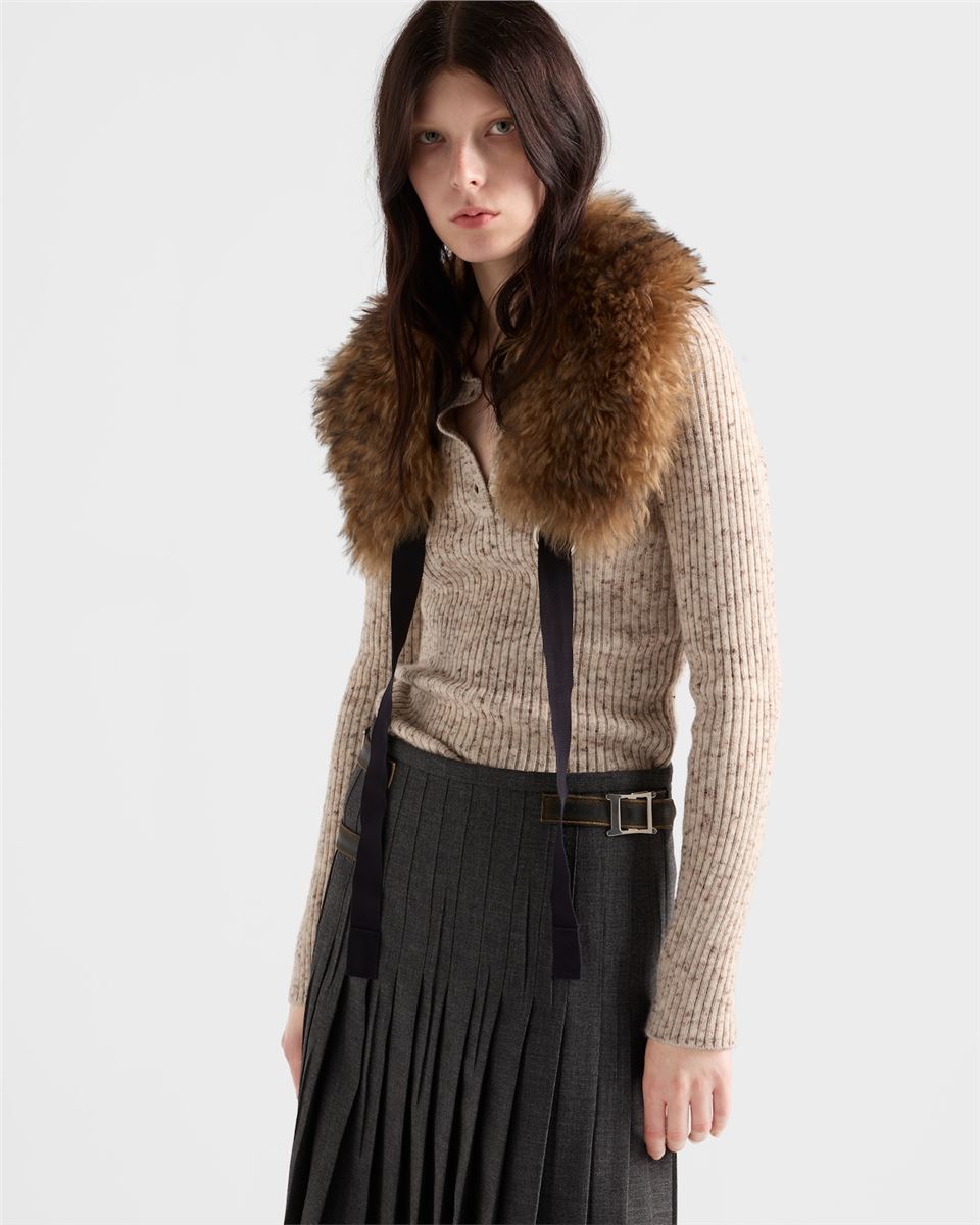 wool and linen polo sweater-PRADA-Verso