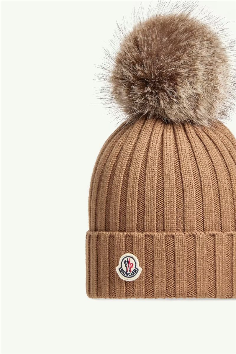 Wool beanie with pom pom-MONCLER-Verso