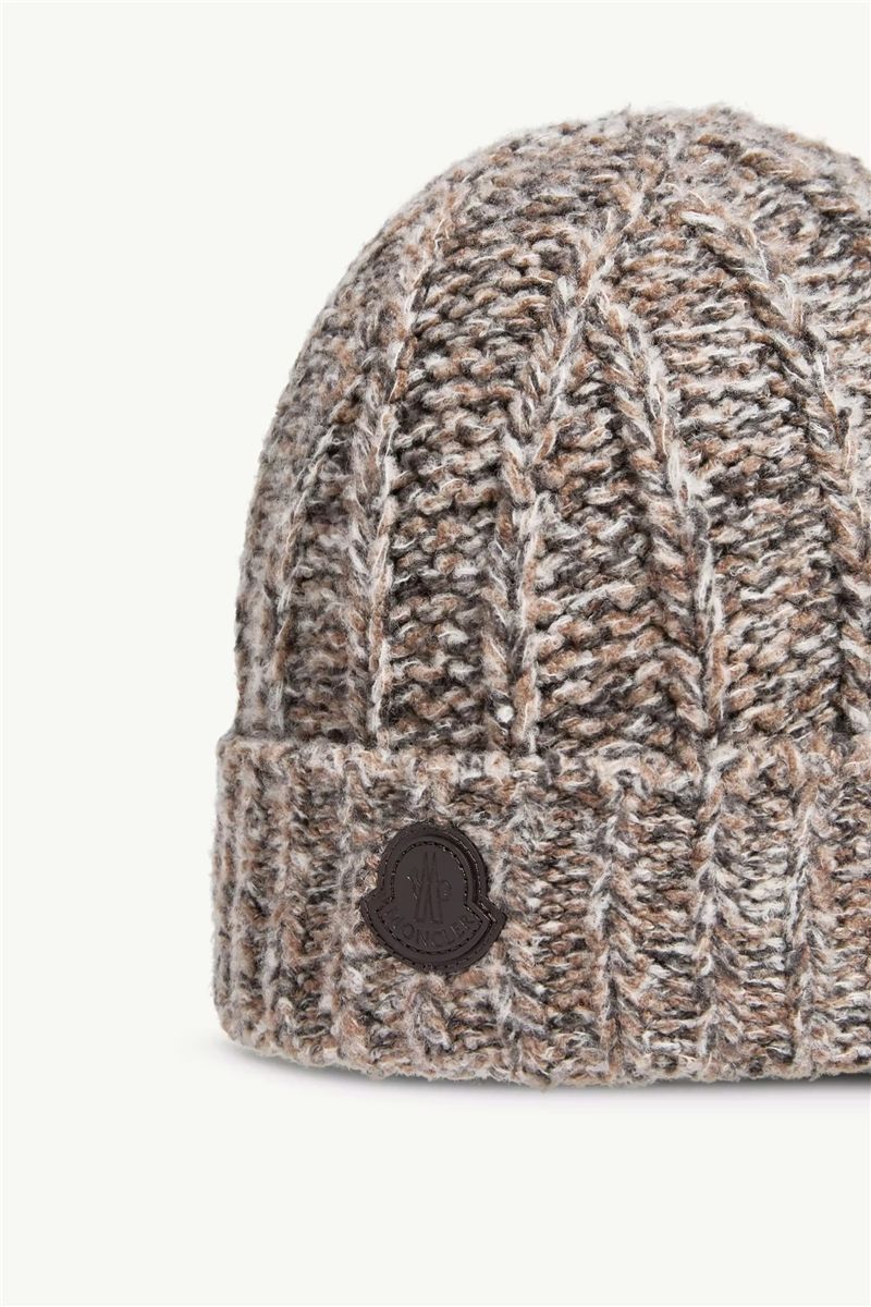 Wool blend bouclé knit beanie-MONCLER-Verso