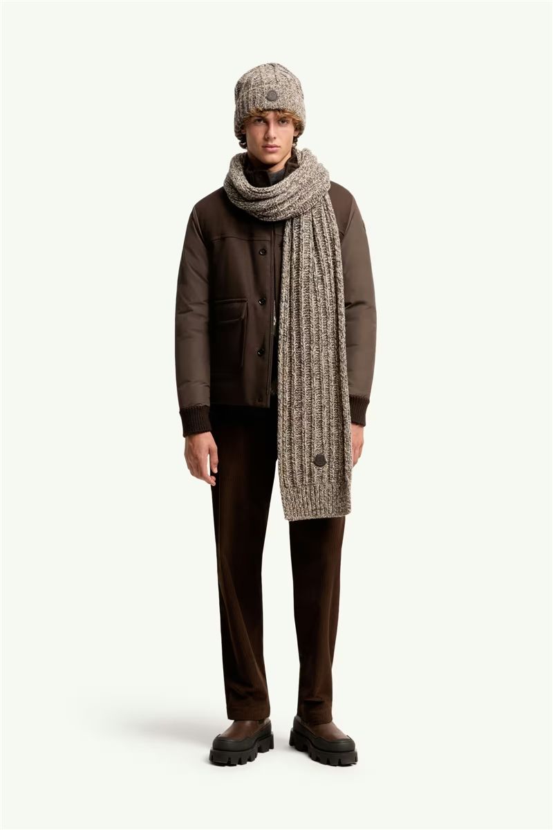 Wool blend bouclé knit scarf-MONCLER-Verso